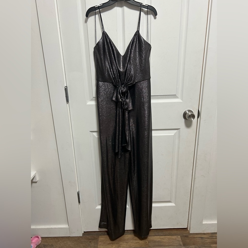 Aidan Mattox Shimmering Black Jumpsuit